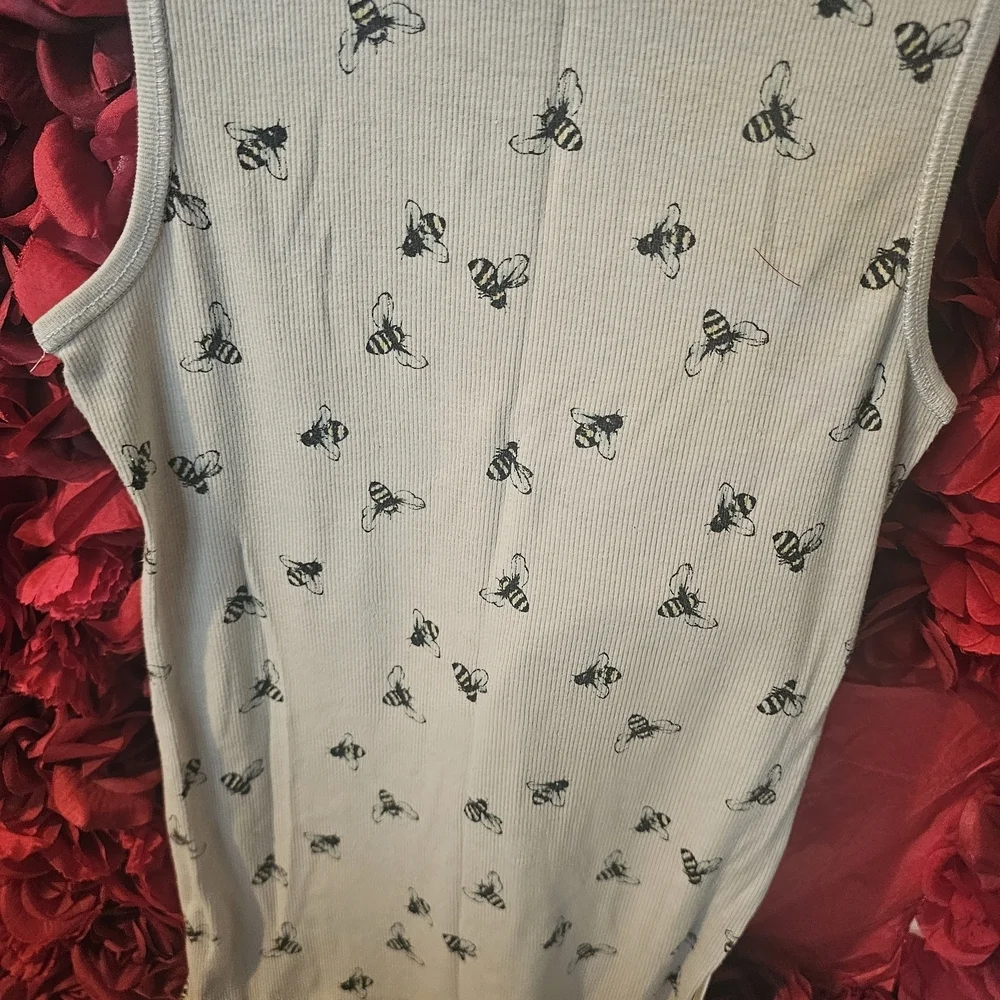 Justice Girls Bee Print White Tank Top Size 14